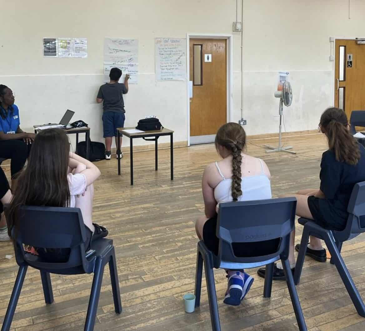 Image of young people during a group discussion at social confidence course